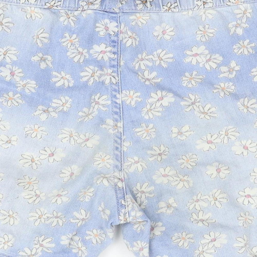 H&M Girls Blue Floral Denim Mom Shorts Size 7-8 Years