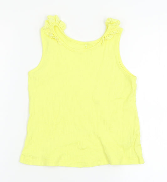 Front view of George girls’ yellow basic tank, size 7-8, years