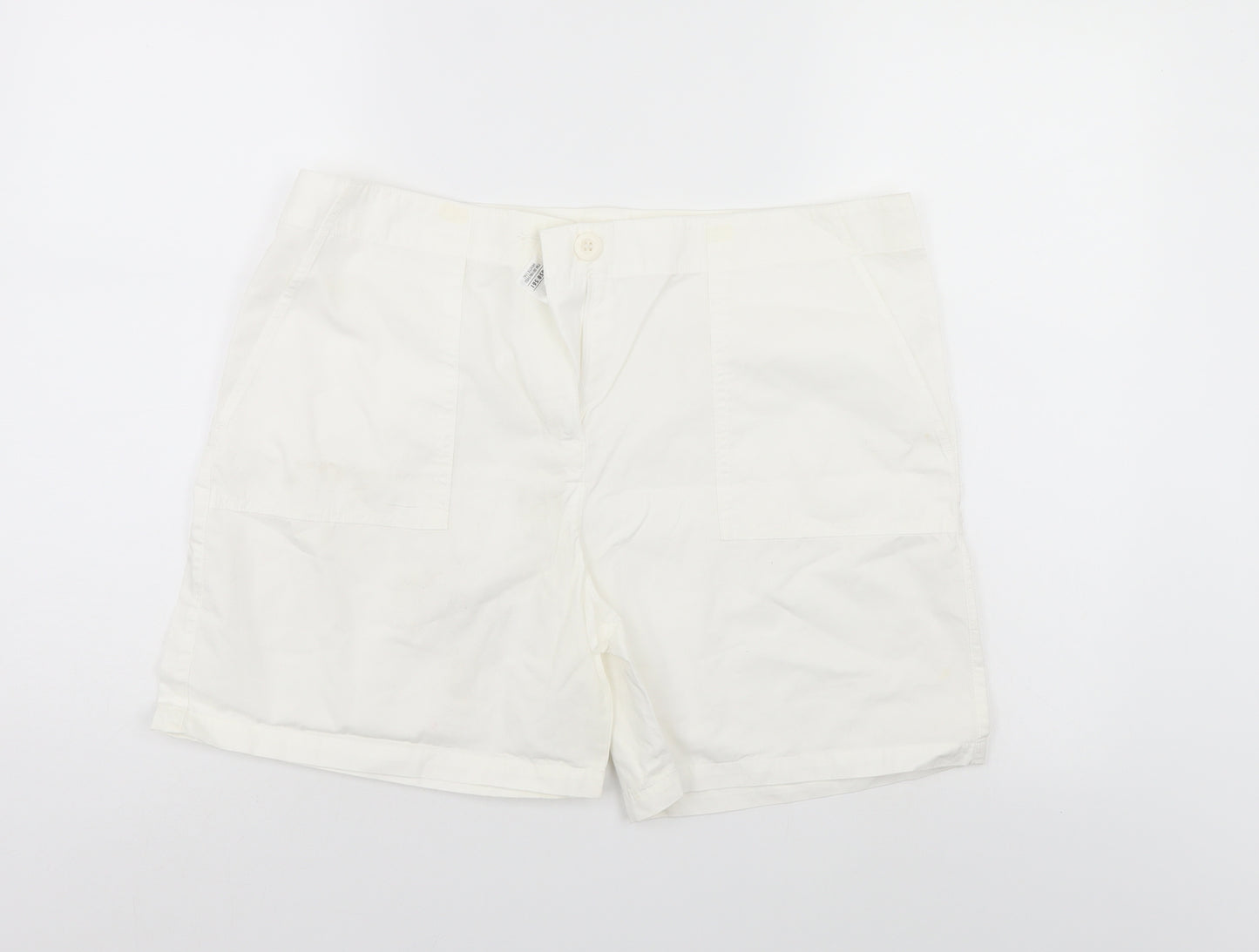 Marks and Spencer Womens White   Boyfriend Shorts Size 14