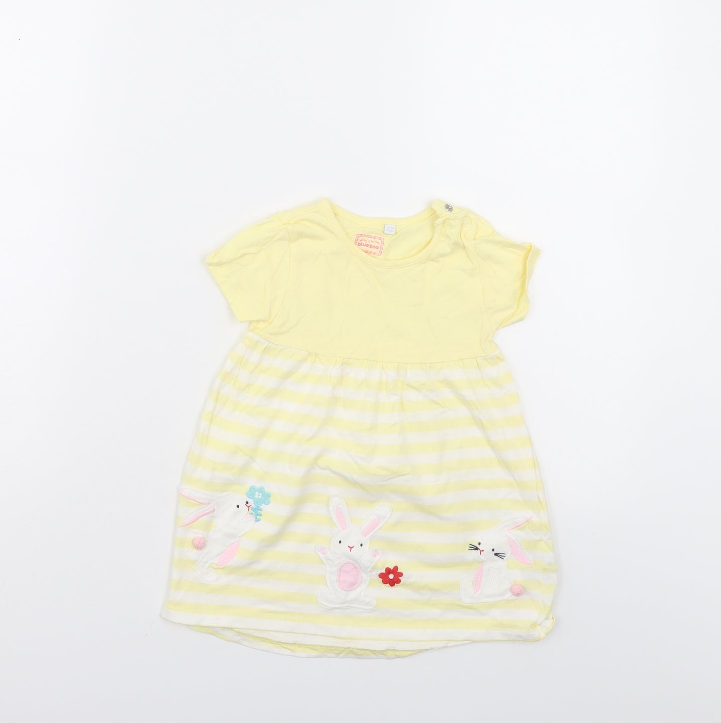 Blue Zoo Girls Yellow Striped  T-Shirt Dress  Size 12-18 Months