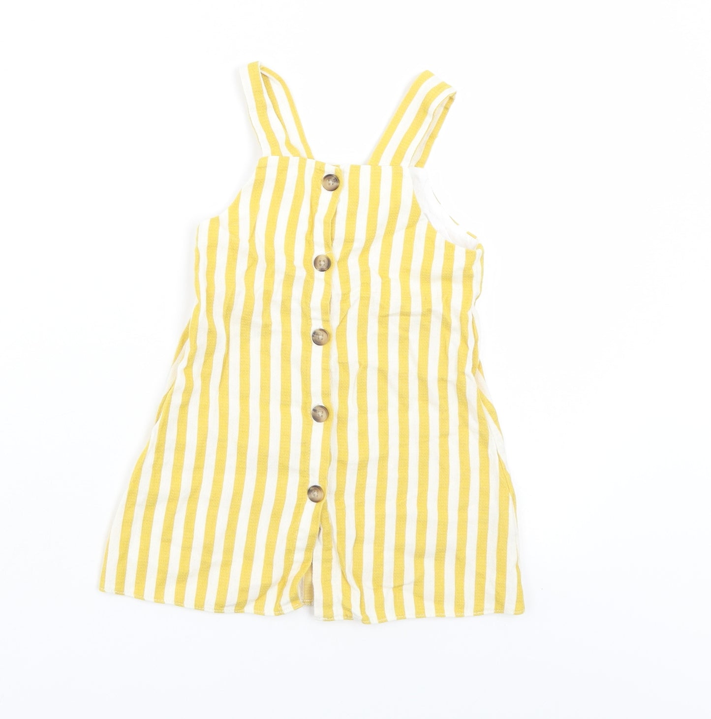 F&F  Yellow Striped  Pinafore/Dungaree Dress  Size 12-18 Months