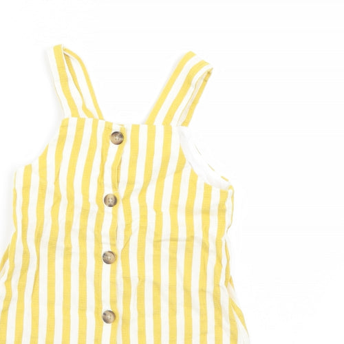 F&F  Yellow Striped  Pinafore/Dungaree Dress  Size 12-18 Months