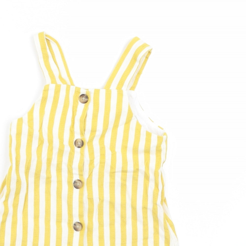 F&F  Yellow Striped  Pinafore/Dungaree Dress  Size 12-18 Months