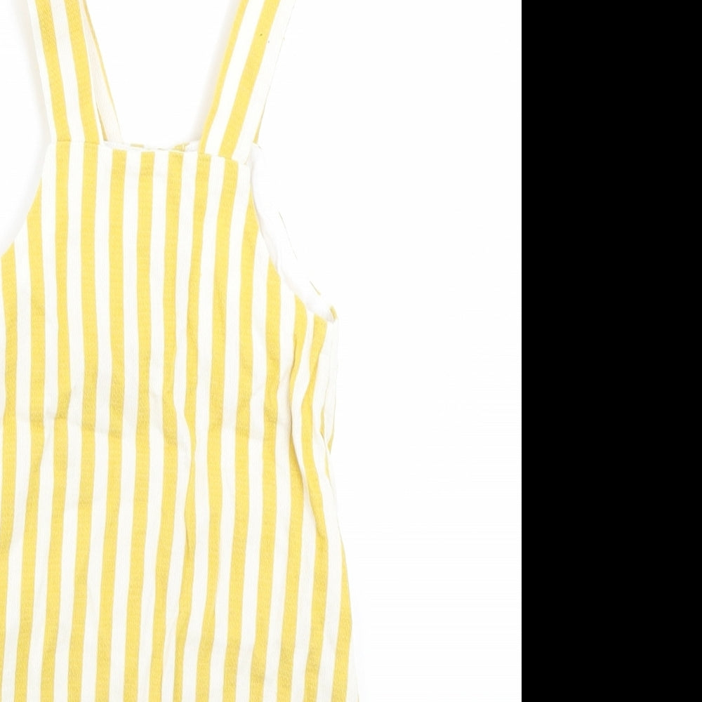 F&F  Yellow Striped  Pinafore/Dungaree Dress  Size 12-18 Months