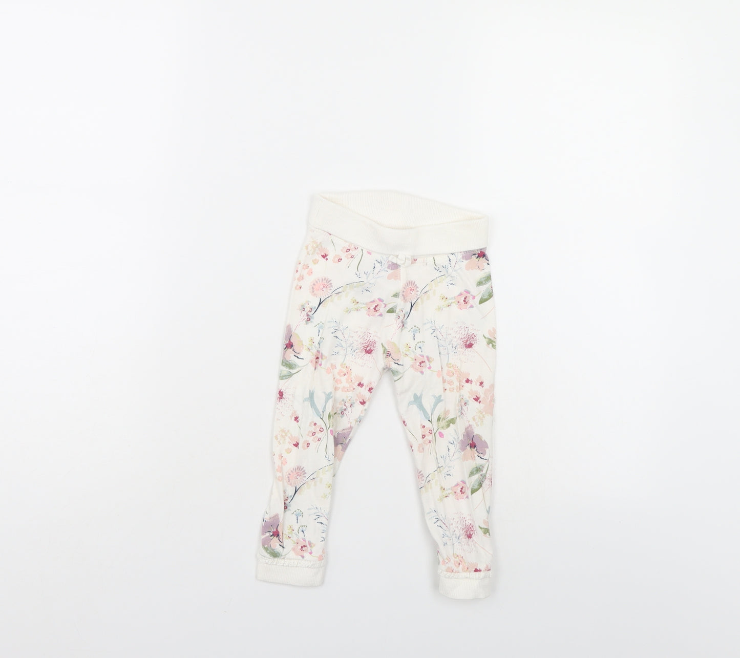 NEXT Girls White Floral  Sweatpants Leggings Size 12-18 Months