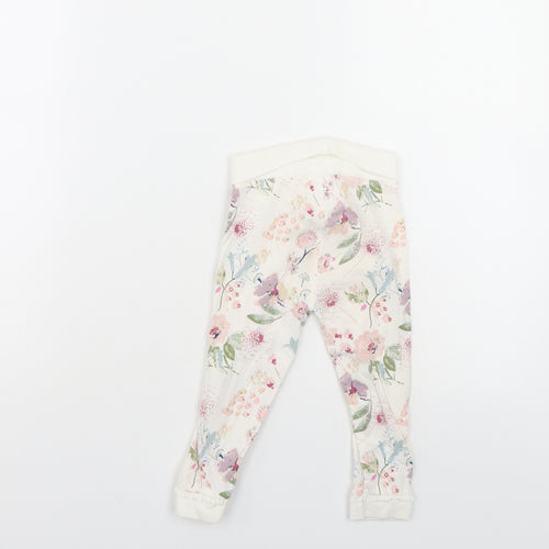 NEXT Girls White Floral  Sweatpants Leggings Size 12-18 Months