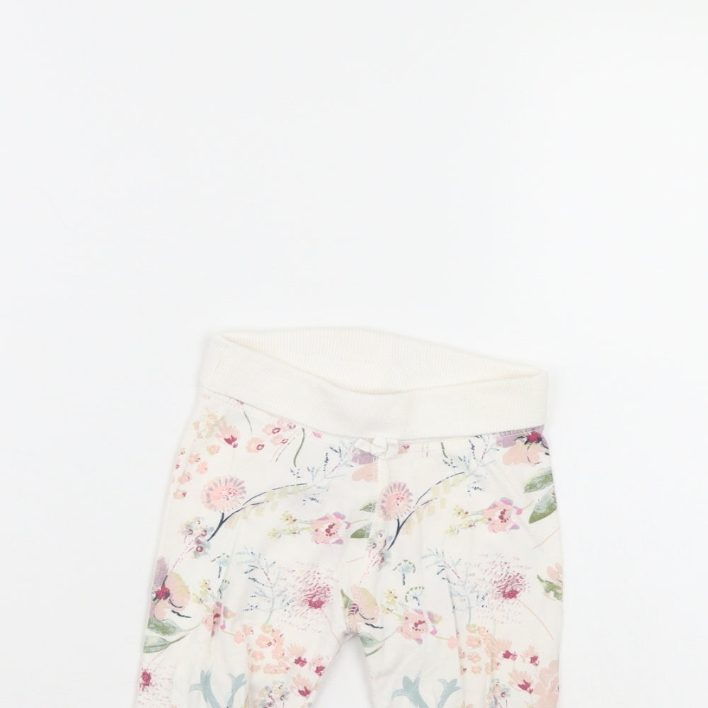 NEXT Girls White Floral  Sweatpants Leggings Size 12-18 Months