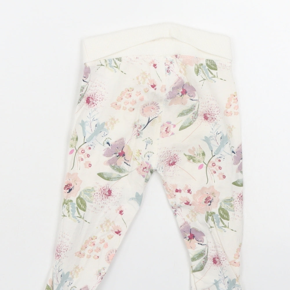 NEXT Girls White Floral  Sweatpants Leggings Size 12-18 Months