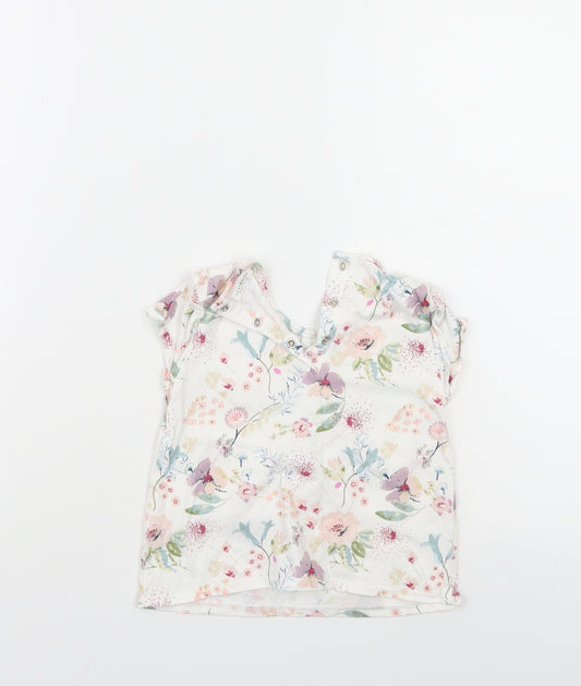 Front view of Next boys’ white floral basic casual, size 12-18, months
