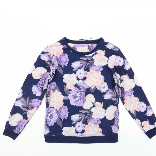 F&F Womens Purple Floral  Pullover Sweatshirt Size XS