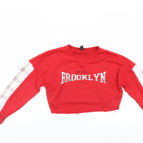 New Look Girls Red   Pullover Sweatshirt Size 9 Years  - Cropped