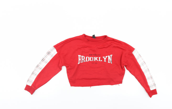 New Look Girls Red Pullover Sweatshirt Size 9 Years - Cropped