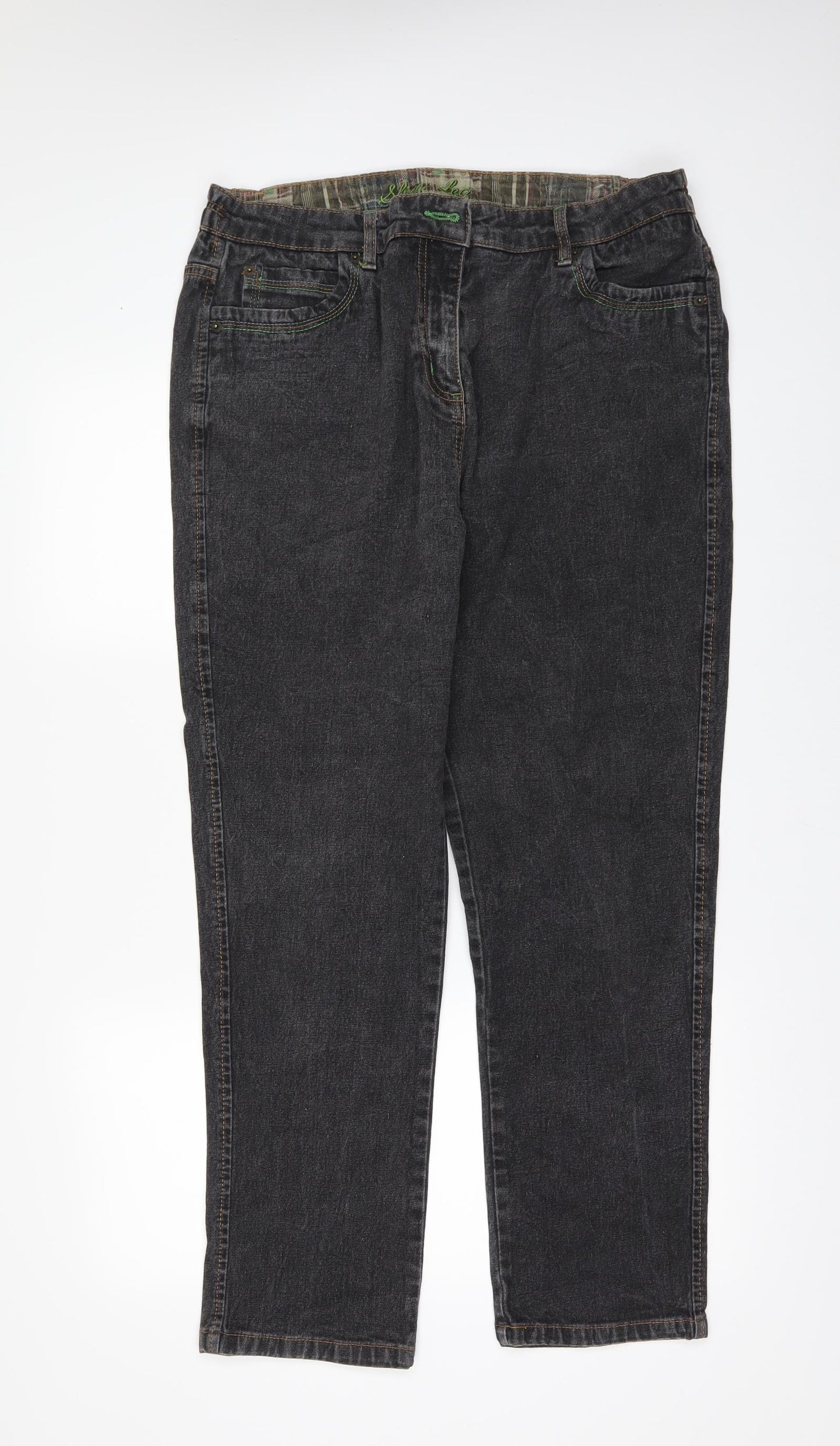 BEING CASUAL Womens Black  Denim Straight Jeans Size 16 L29 in