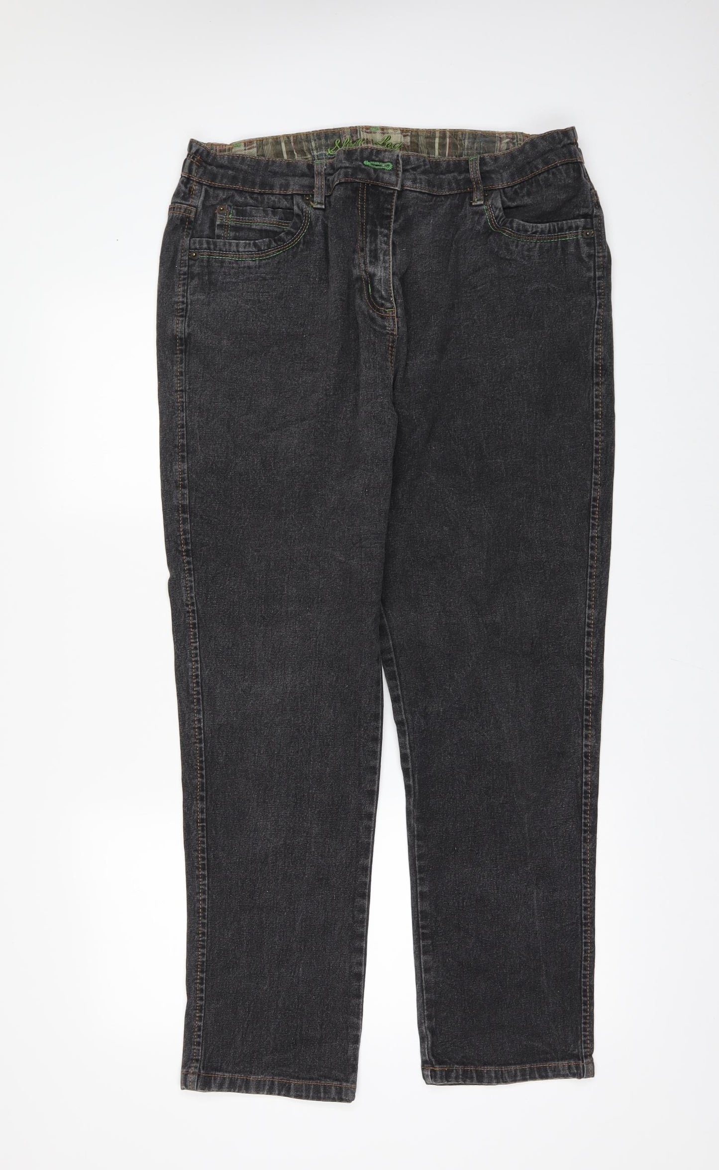 BEING CASUAL Womens Black  Denim Straight Jeans Size 16 L29 in