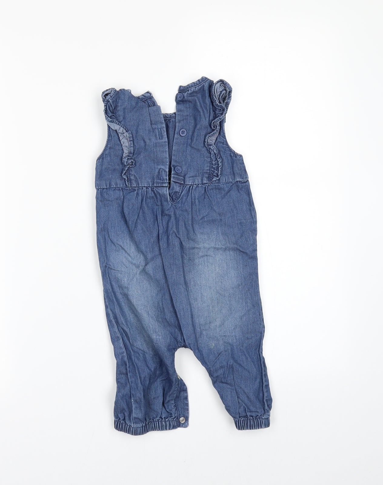 F&F Girls Black  Denim Dungaree One-Piece Size 6-9 Months