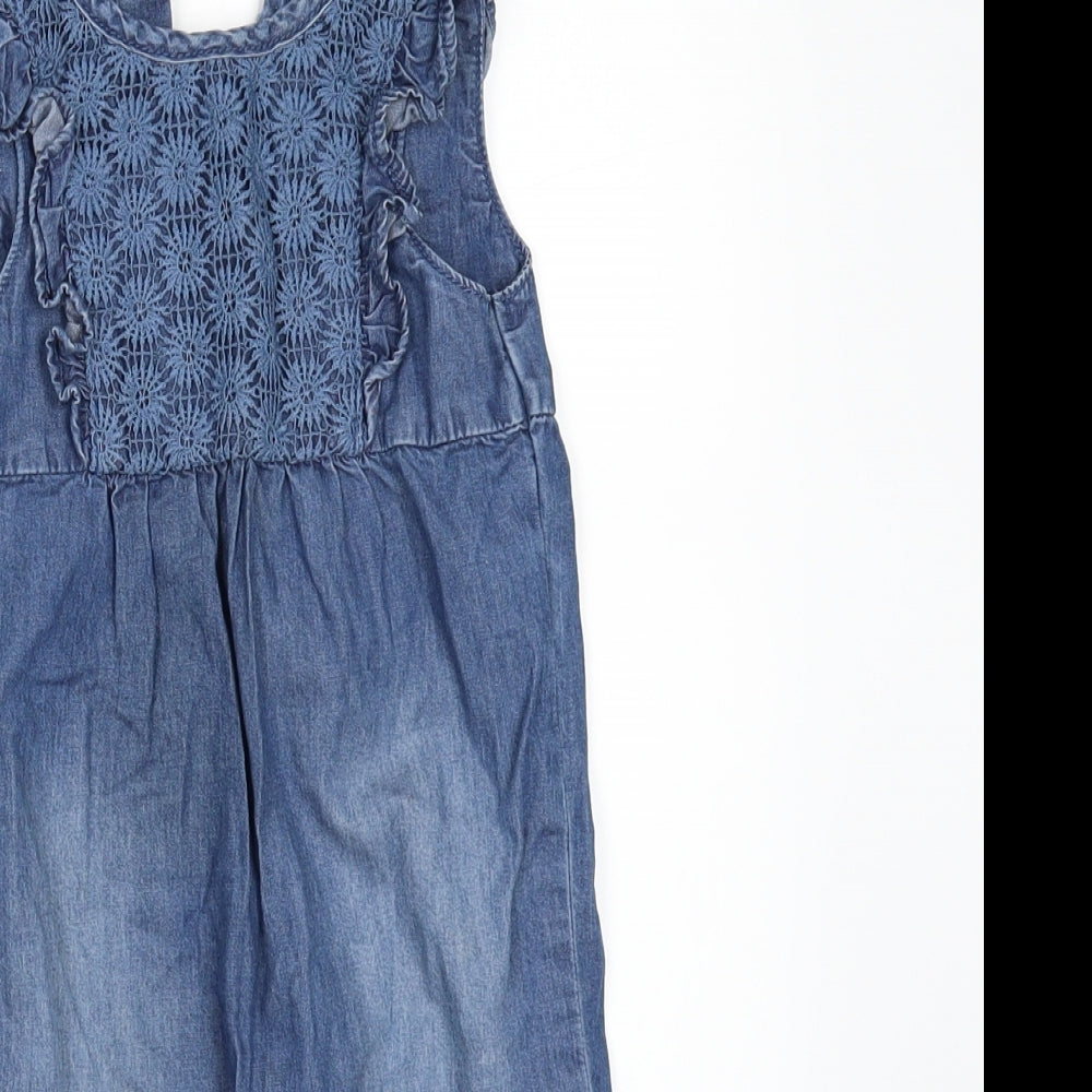 F&F Girls Black  Denim Dungaree One-Piece Size 6-9 Months