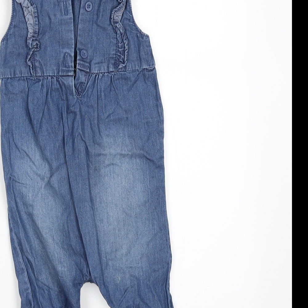 F&F Girls Black  Denim Dungaree One-Piece Size 6-9 Months