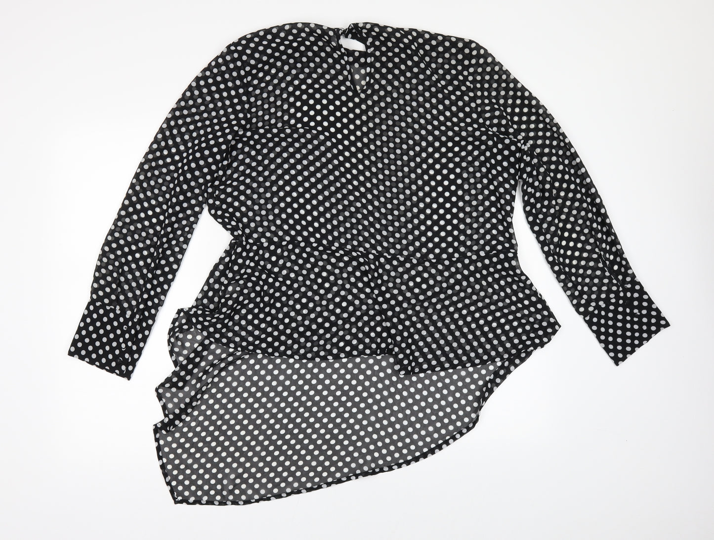 Primark Womens Black Polka Dot  Tunic Blouse Size 14