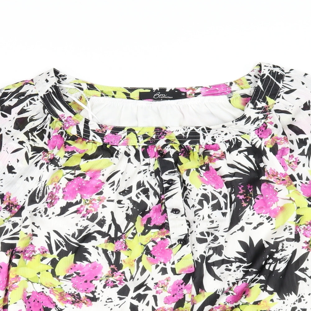 BM Womens Multicoloured Floral  Tunic Blouse Size 16