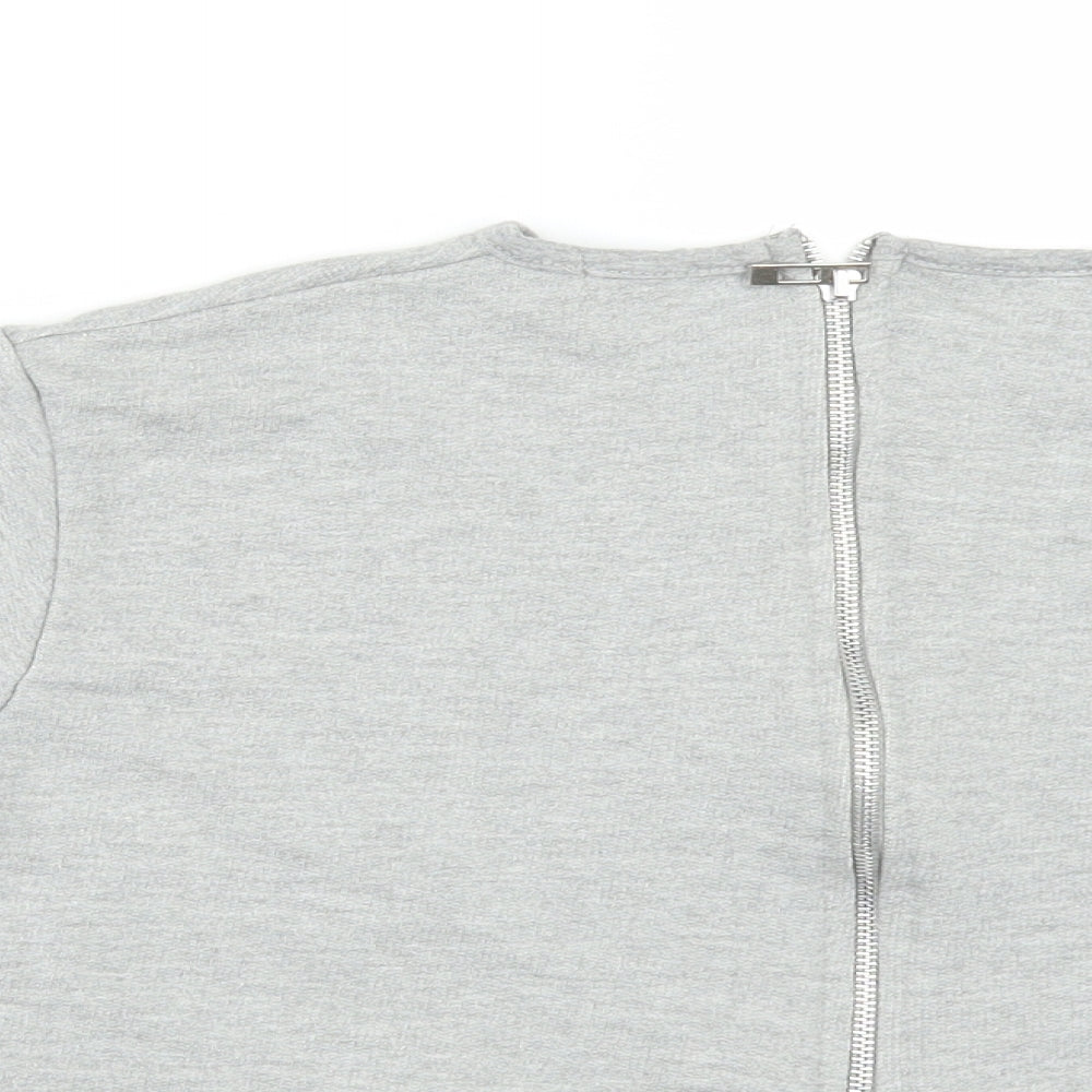 PRETTYLITTLETHING Womens Grey   Cropped T-Shirt Size 8