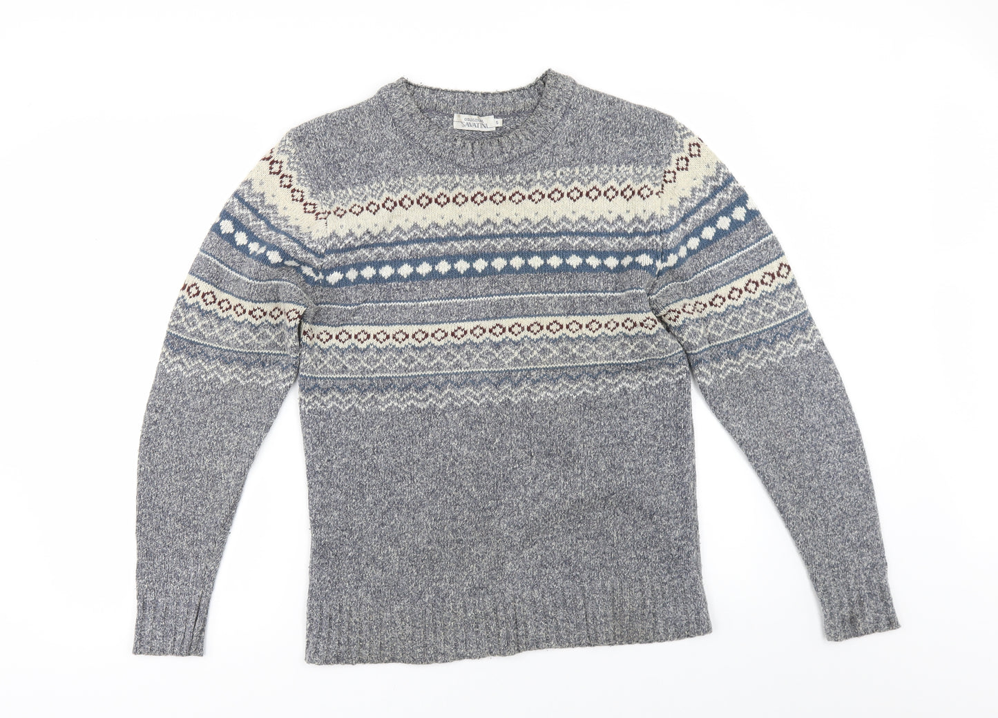 Savanti Mens Blue Geometric  Pullover Jumper Size S