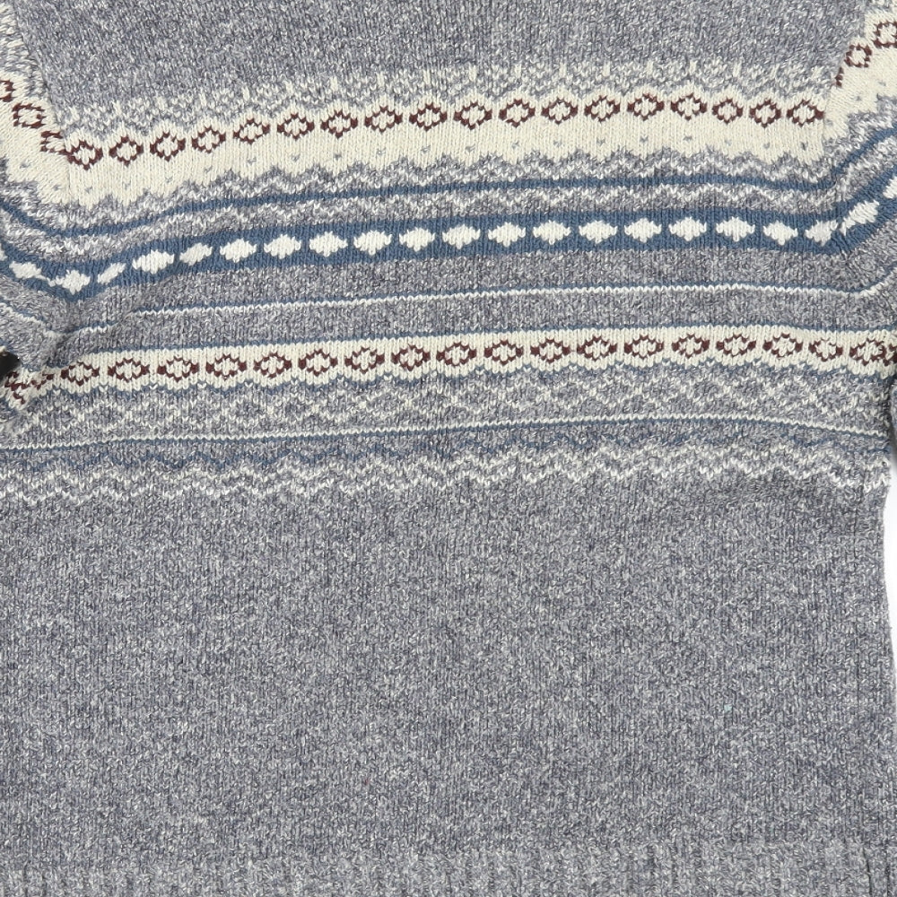 Savanti Mens Blue Geometric  Pullover Jumper Size S