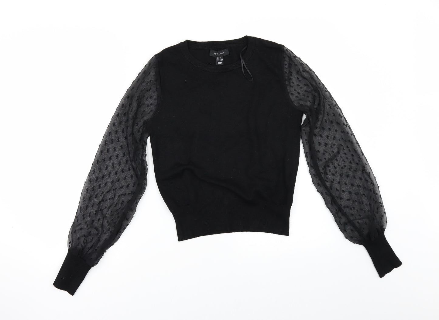 New Look Womens Black   Pullover Jumper Size 8  - CHIFFON SLEEVES
