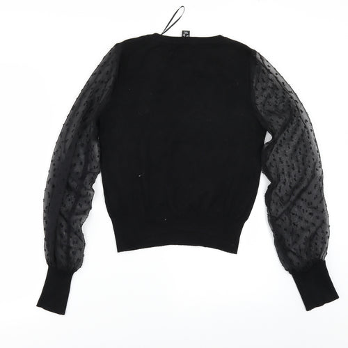 New Look Womens Black   Pullover Jumper Size 8  - CHIFFON SLEEVES