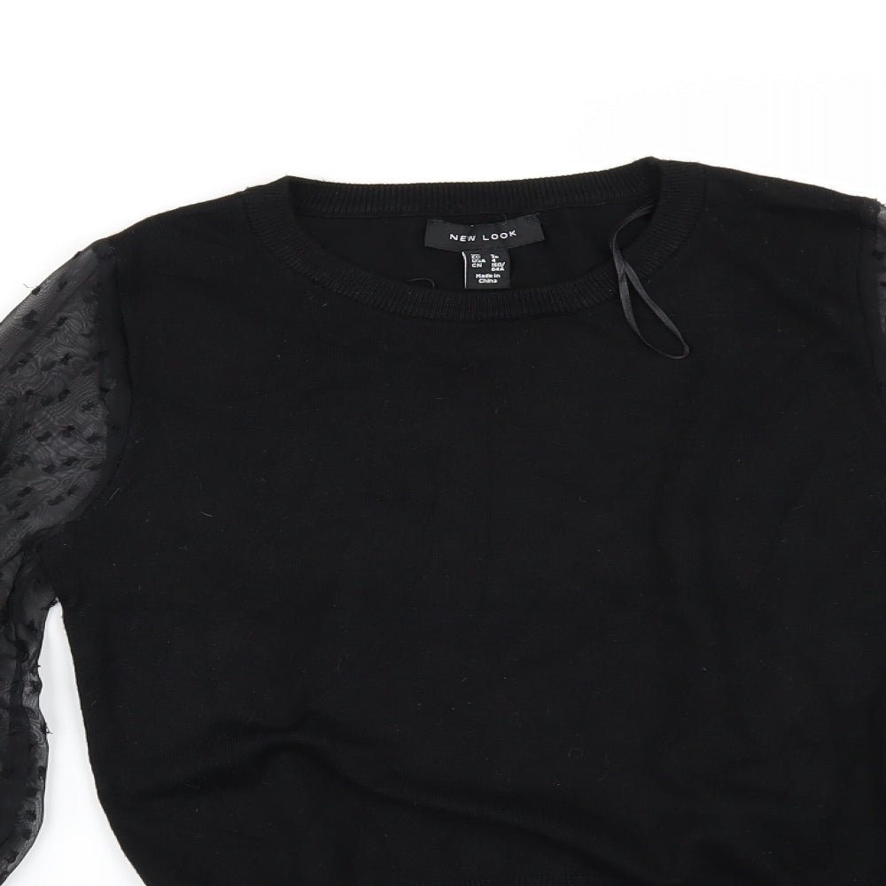 New Look Womens Black   Pullover Jumper Size 8  - CHIFFON SLEEVES