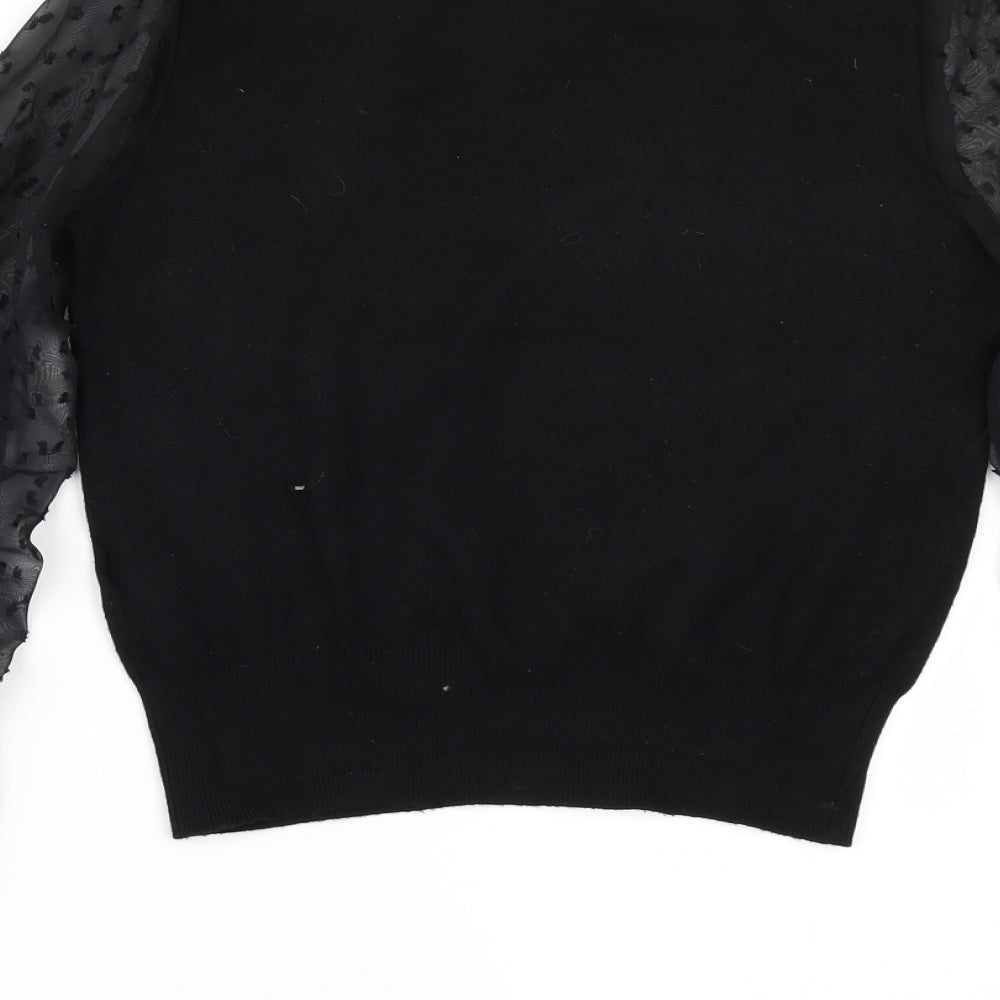New Look Womens Black   Pullover Jumper Size 8  - CHIFFON SLEEVES