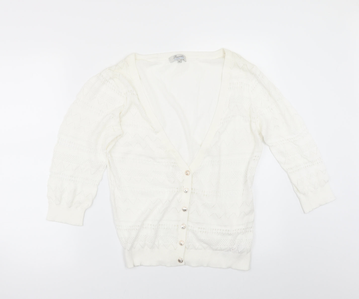 Peacocks Womens White   Cardigan Jumper Size 16