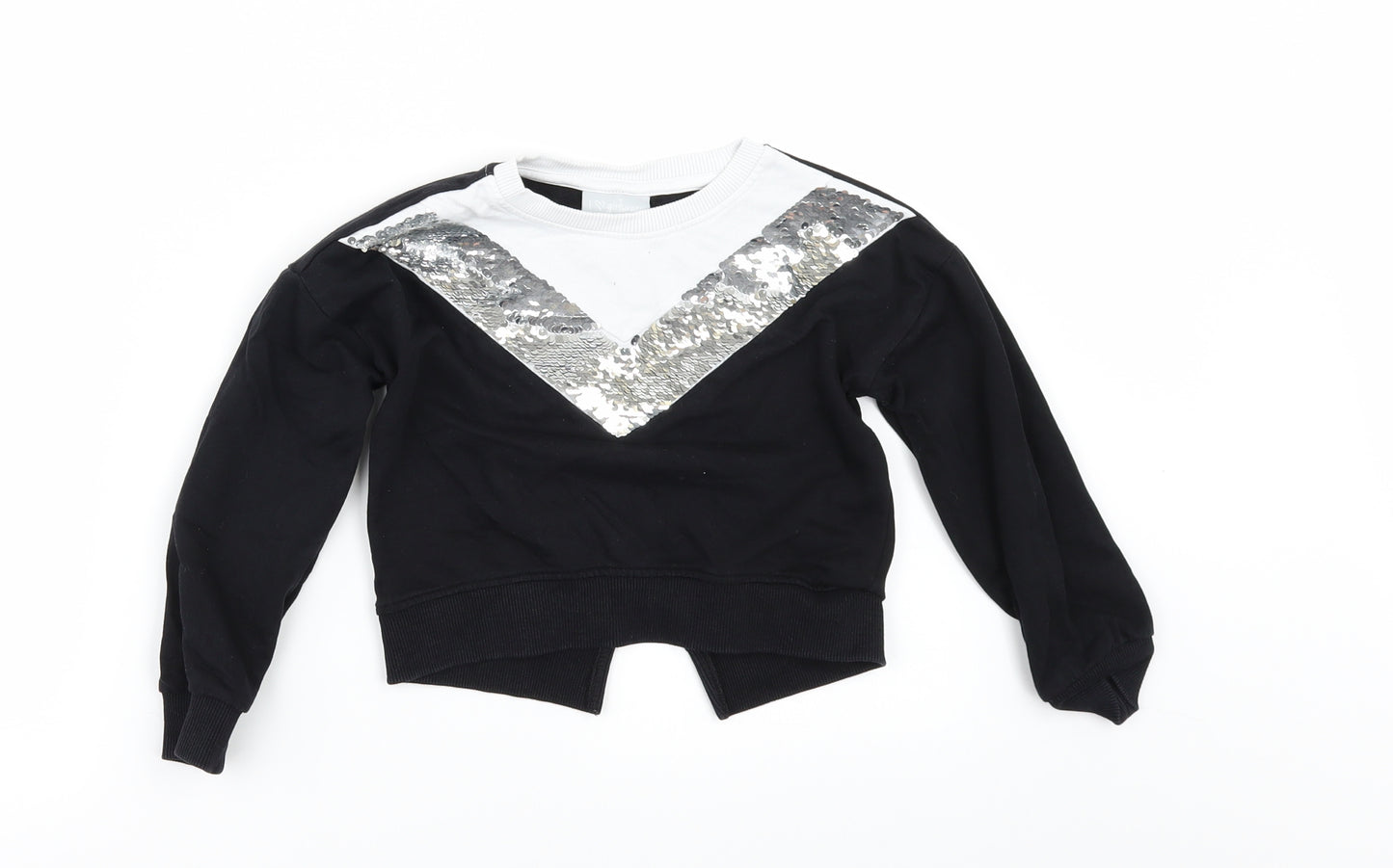 Matalan Girls Black   Pullover Sweatshirt Size 5 Years  - BACK SPLIT