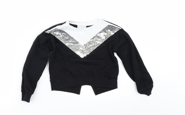 Matalan Girls Black   Pullover Sweatshirt Size 5 Years  - BACK SPLIT