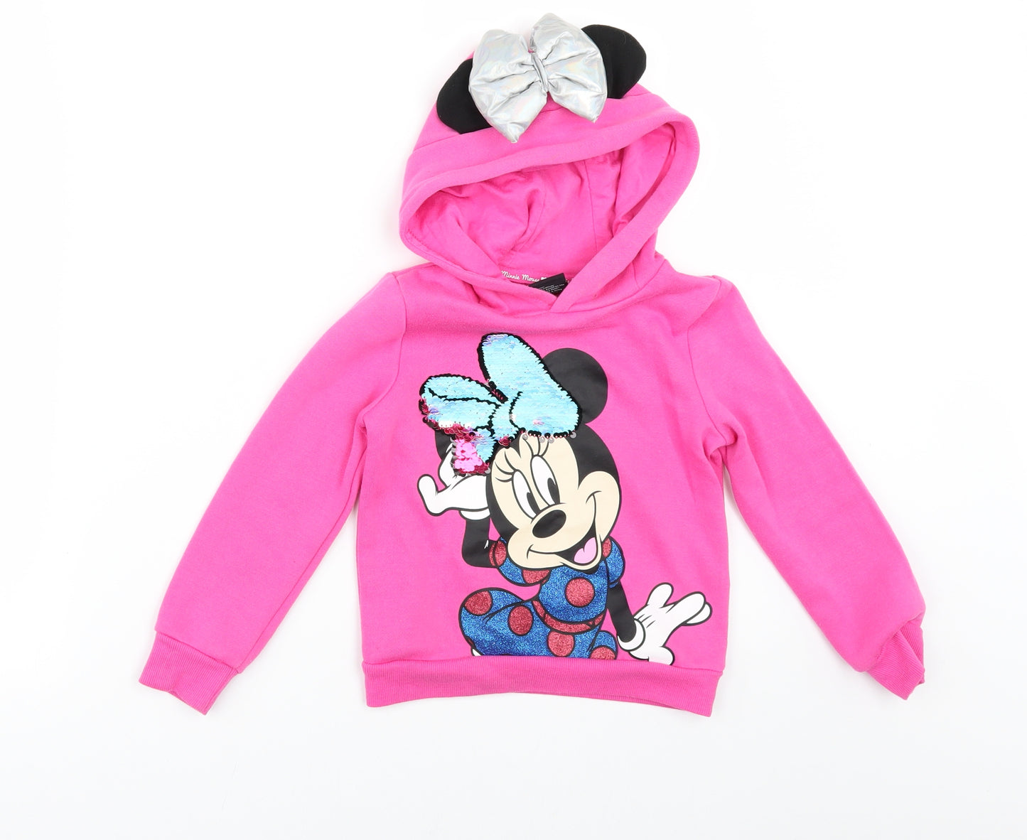 Primark Girls Pink   Pullover Hoodie Size 4-5 Years  - Minnie Mouse