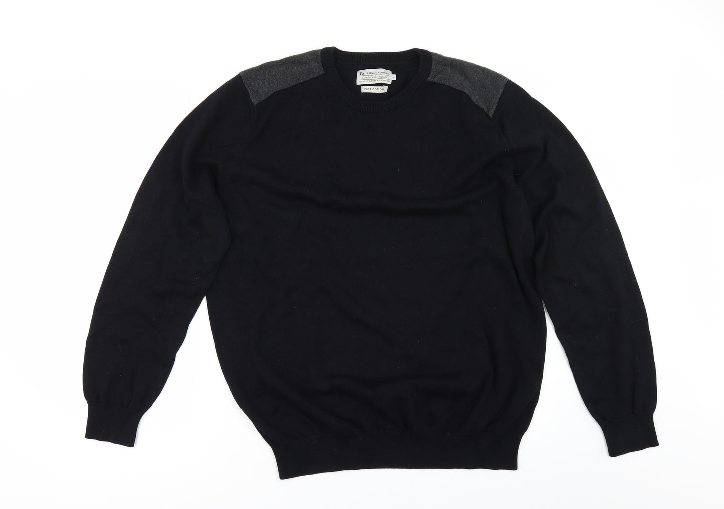 TU Mens Black   Pullover Jumper Size L