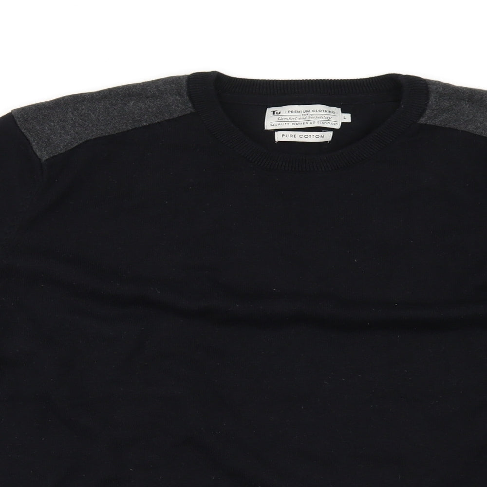 TU Mens Black   Pullover Jumper Size L