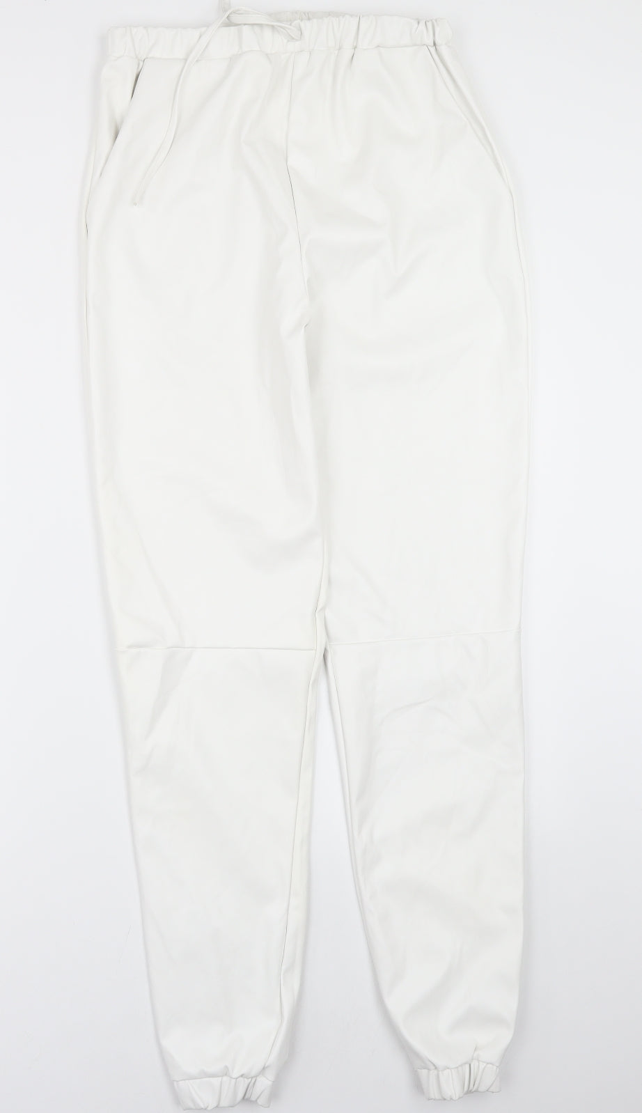 Boohoo Womens White   Trousers  Size 10 L30 in - Leather Effect