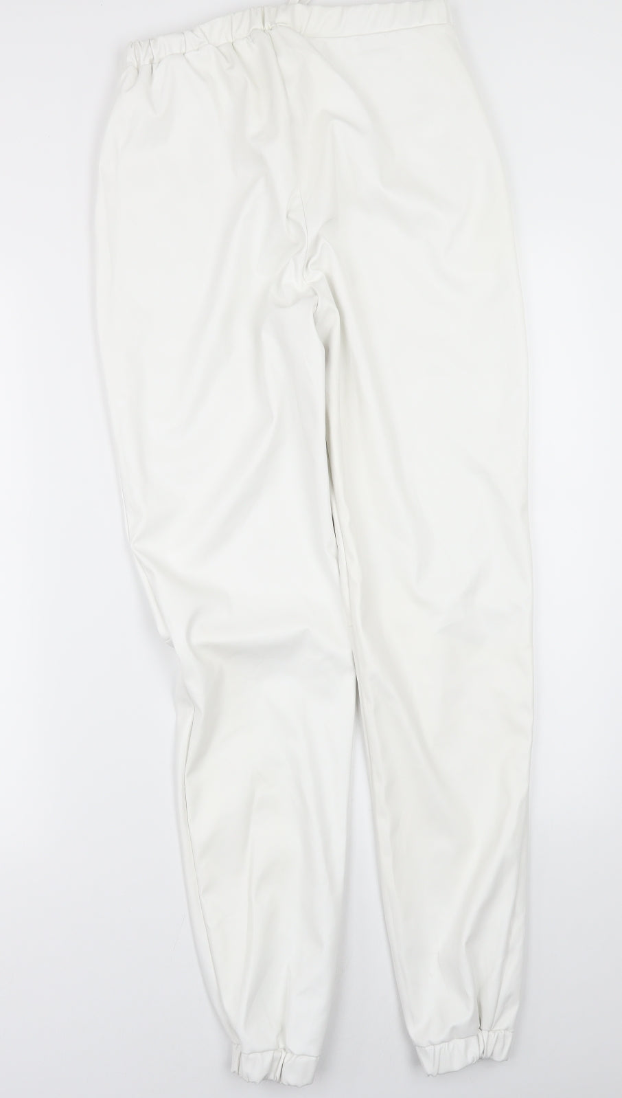Boohoo Womens White   Trousers  Size 10 L30 in - Leather Effect