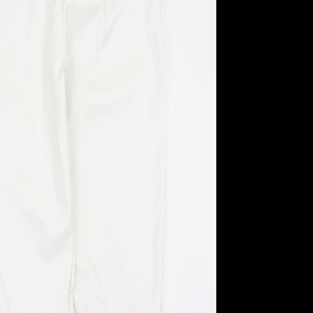 Boohoo Womens White   Trousers  Size 10 L30 in - Leather Effect