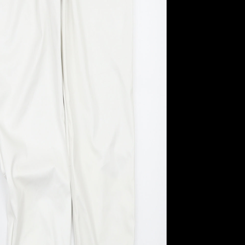 Boohoo Womens White   Trousers  Size 10 L30 in - Leather Effect