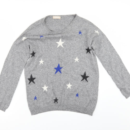 bendetta Womens Grey Geometric  Pullover Jumper Size L