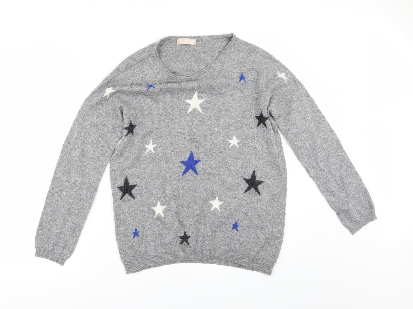 bendetta Womens Grey Geometric  Pullover Jumper Size L