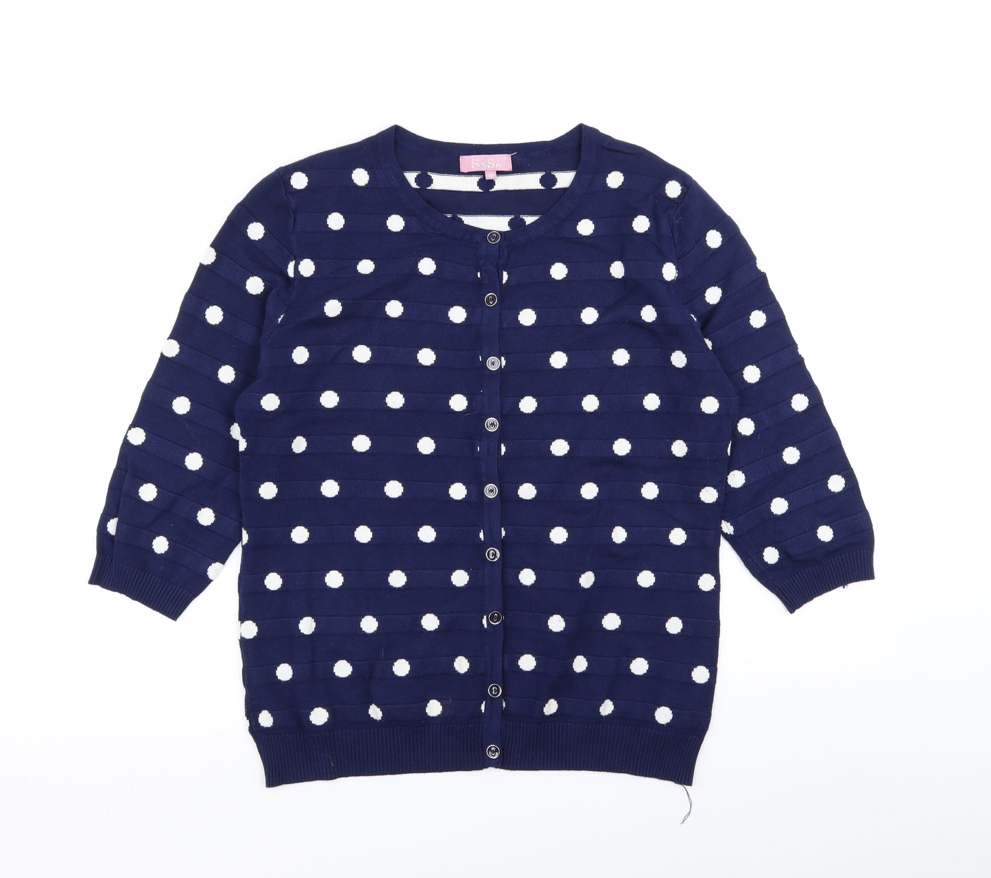 sasa Womens Blue Polka Dot  Cardigan Jumper Size L