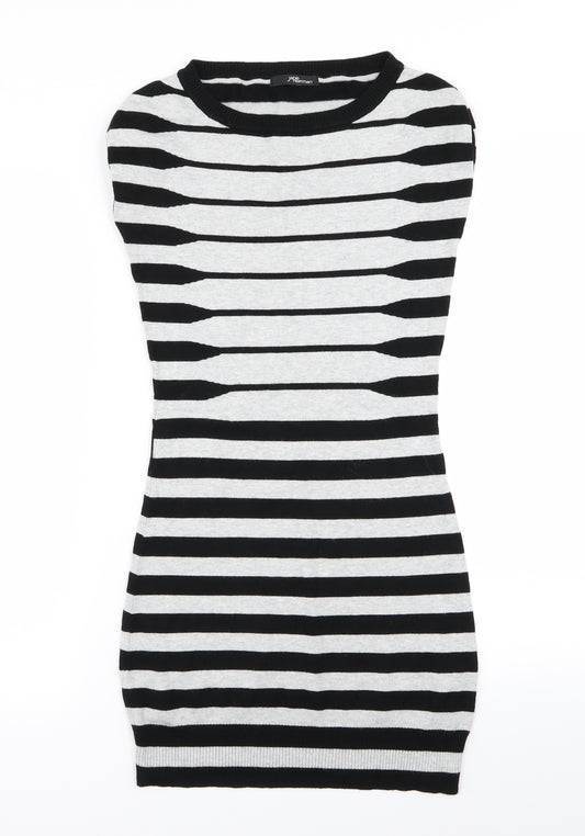 Front view of Jane Norman women’s multicoloured striped bodycon, size UK 10