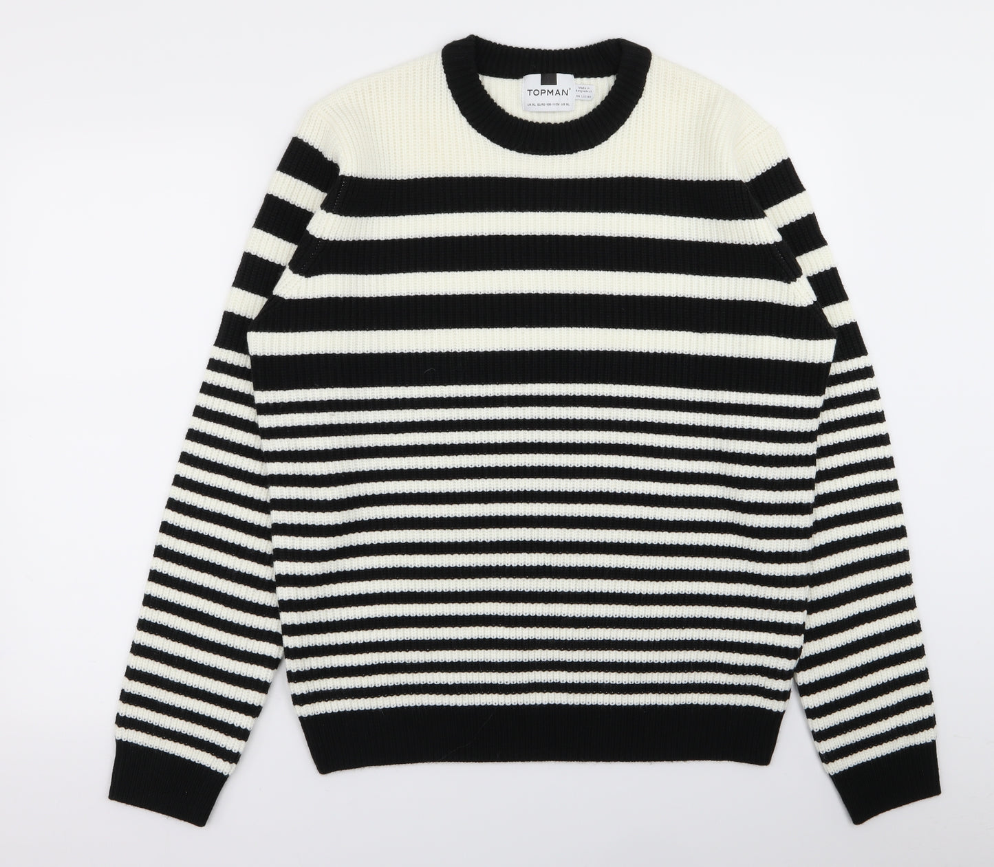 Topman Mens Multicoloured Striped  Pullover Jumper Size XL