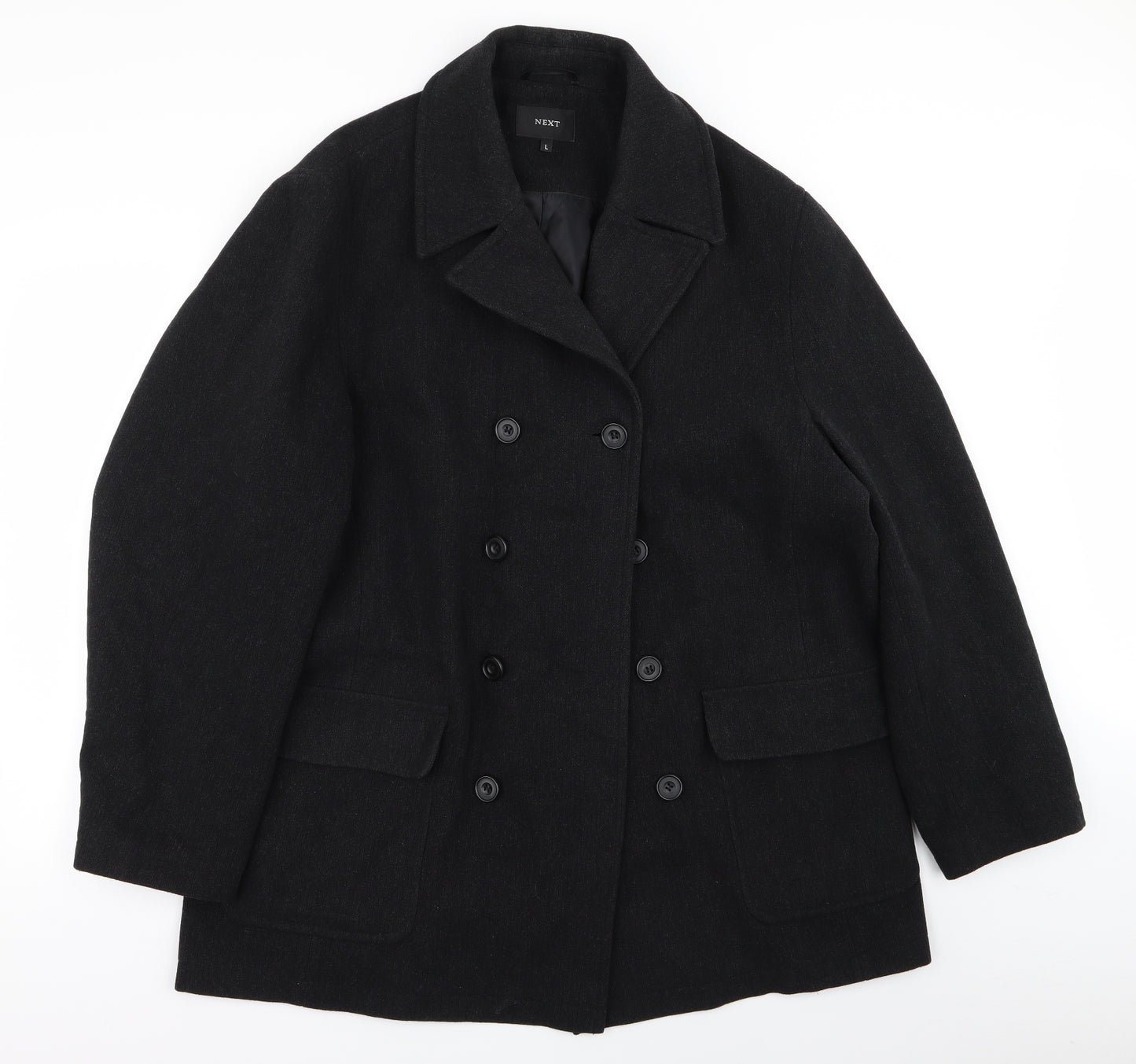 NEXT Mens Black   Overcoat Coat Size L