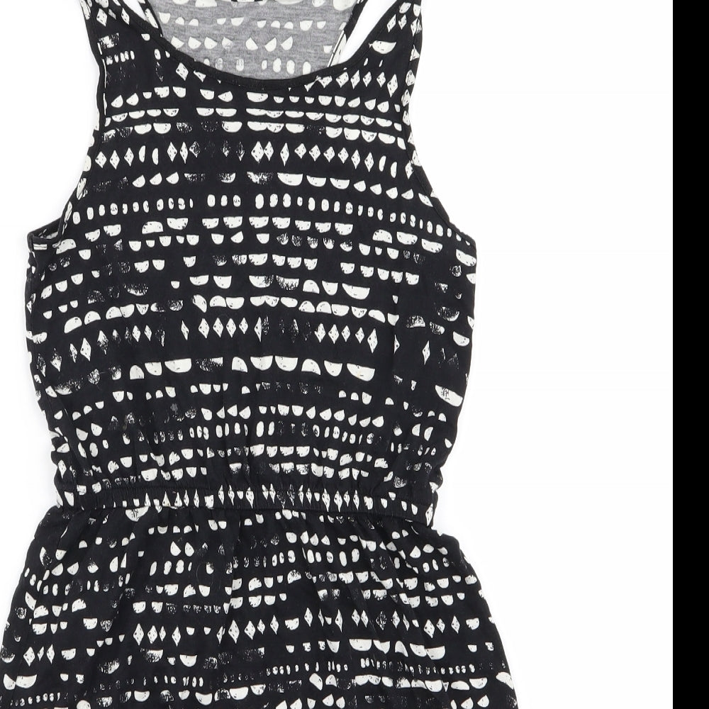 H&M Girls Black Geometric  Fit & Flare  Size 11-12 Years