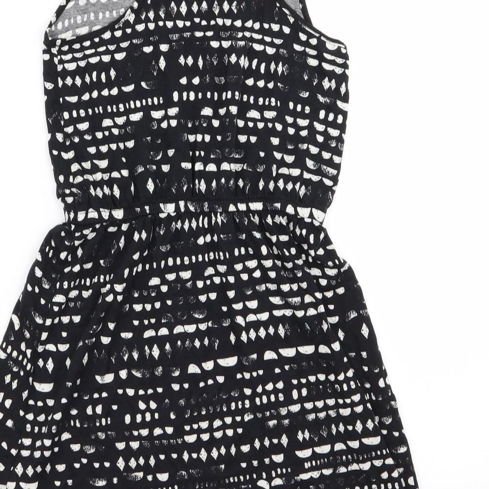 H&M Girls Black Geometric  Fit & Flare  Size 11-12 Years