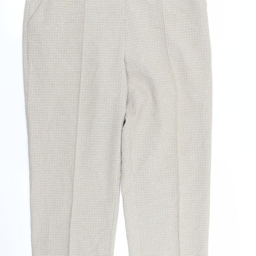 M&S Womens Beige Check  Trousers  Size 14 L25 in