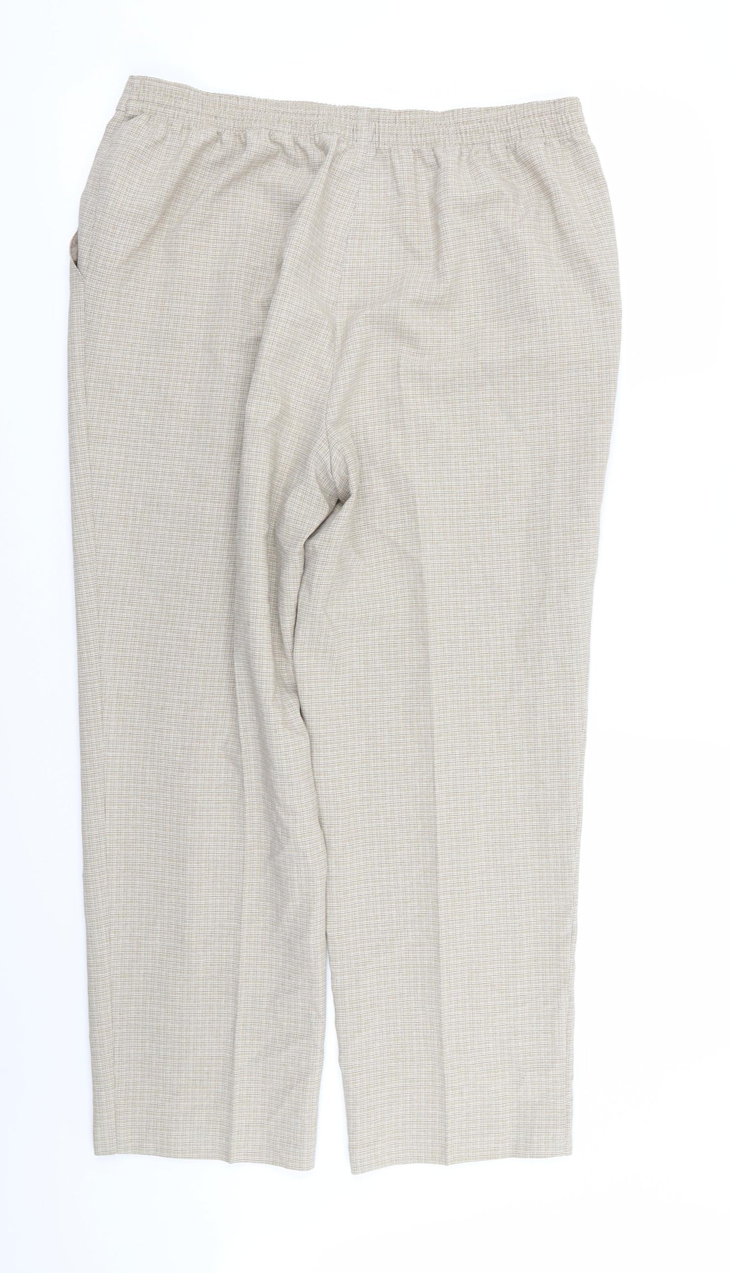M&S Womens Beige Check  Trousers  Size 14 L25 in